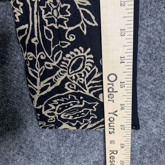 Lucky Brand Rayon Pullover Top Women M Black Tan Design  Hi Low Scoop Neck W/Key - Picture 9 of 12